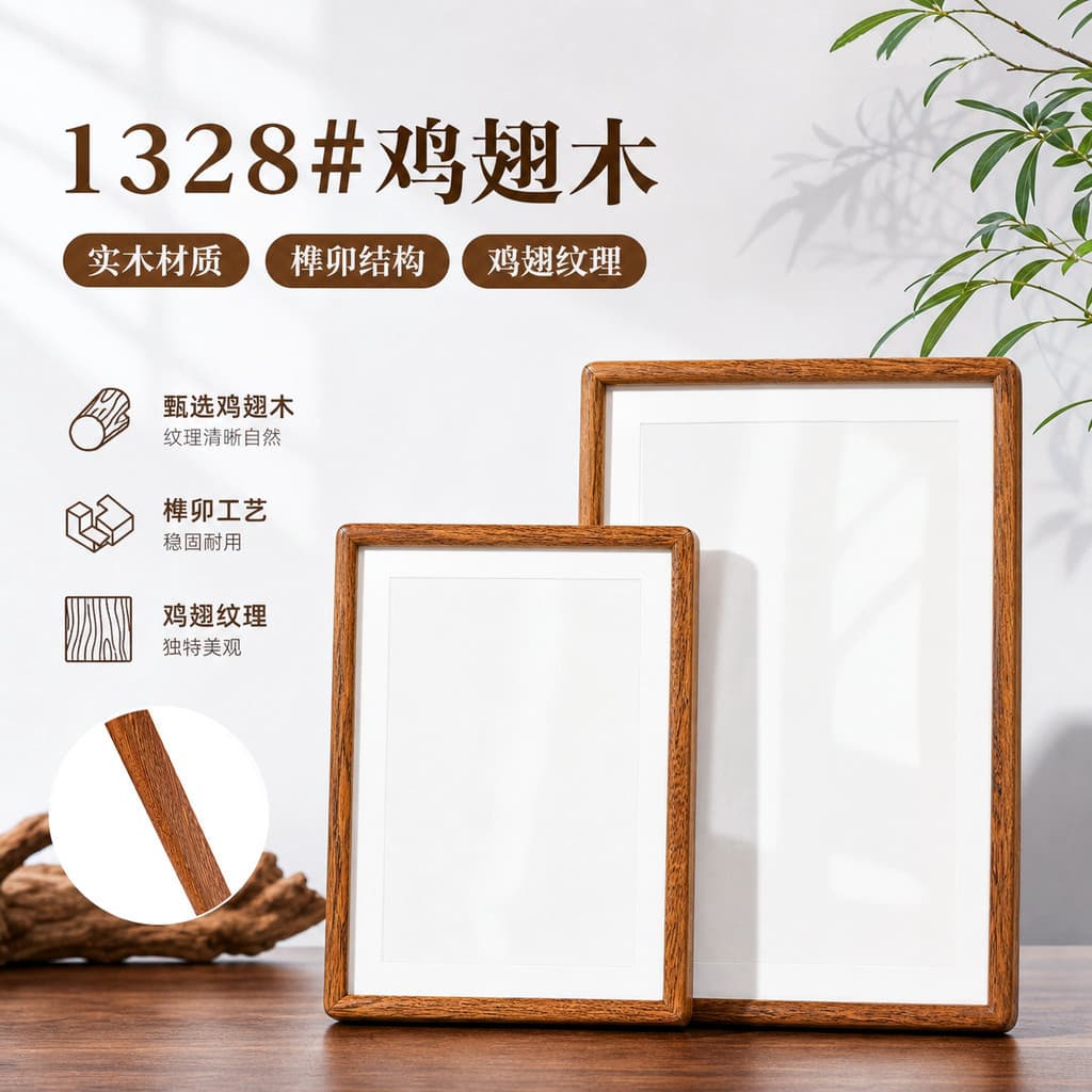 [Novo produto] Porta-retratos de madeira maciça Porta-retratos Tenon Mao Estilo chinês Caligrafia Pintura Instalação Mes