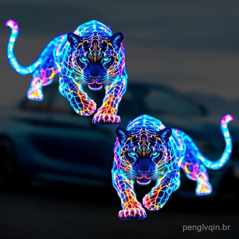 Adesivo Criativo Colorido de Leopardo para Carro -- Adesivo Personalizado para Cobrir Arranhões, Impermeável, para Decor