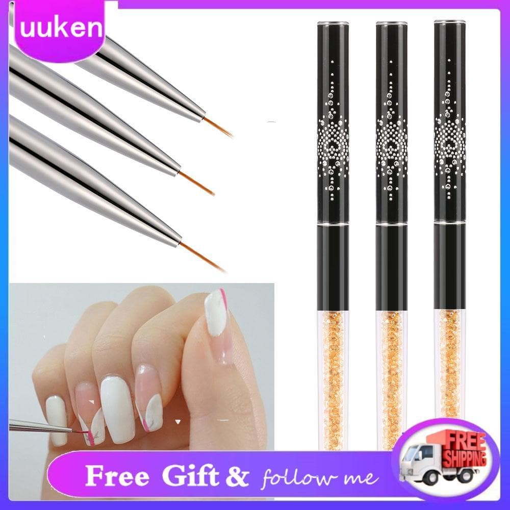 Uukendh BQAN Pincel para pintura de unhas, 9 mm, cristal, acrílico, linha de gel UV, caneta de cabelo de nylon,