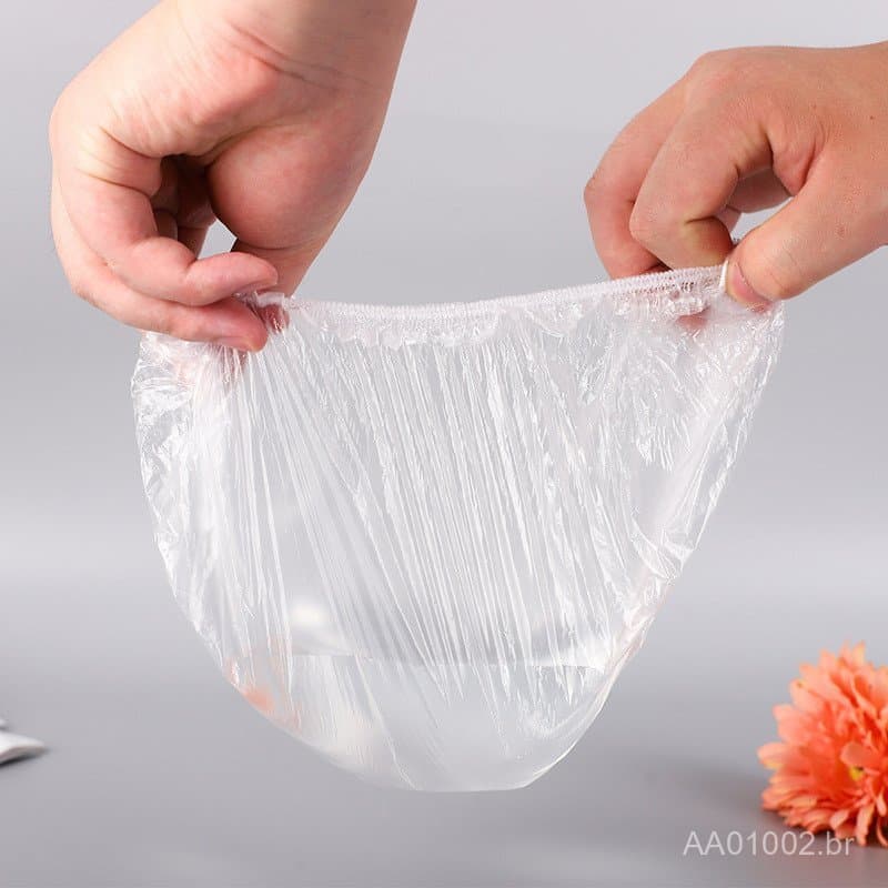 Touca de banho descartável, touca de banho de plástico em formato de tira para salões de beleza, hotéis e uso doméstico,