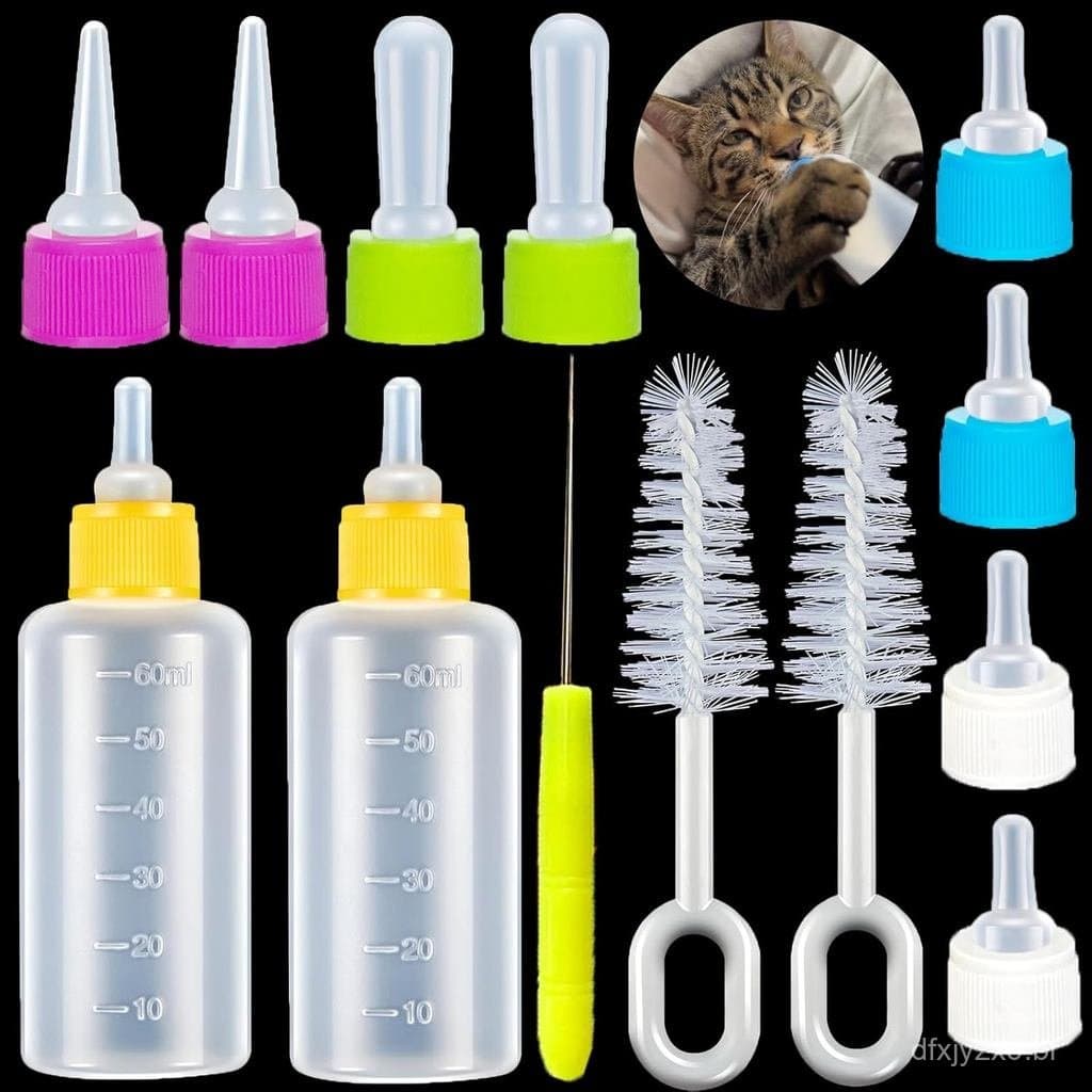 Mamadeira com bico, mamadeira com desenho de animal, escova de limpeza, conjunto de amamentação pequeno de 1060ml, utens