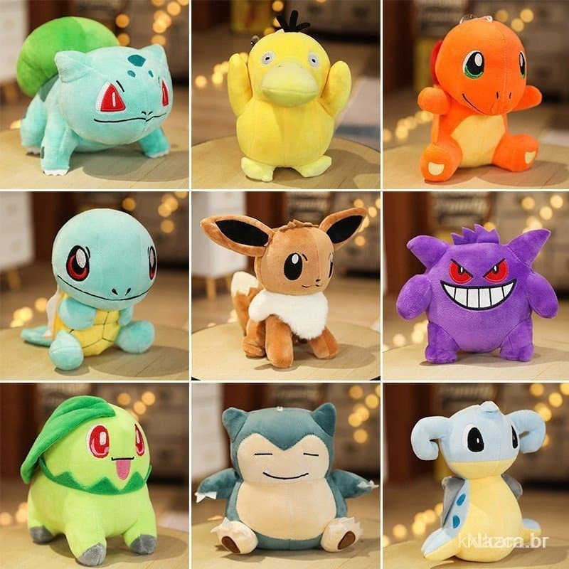 Brinquedo de Pelúcia Pokémon 20-25cm, Miaowa Seed /Pikachu /Little Fire Dragon /Jenny Turtle Doll, Pokemon /Pokémon Doll