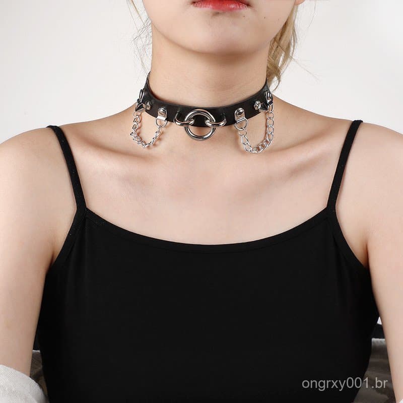 Legal Menina Punk Rua Criativo Multicolorido Gótico Rock Metal Corrente Anel Cinto Colar