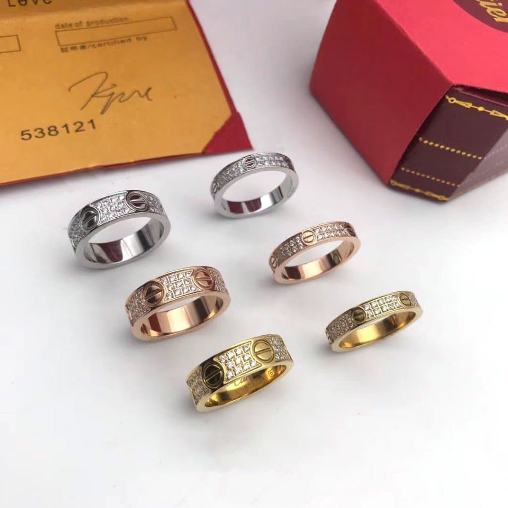 Ht Kajia High-End Gypsophila Series Anel de diamante completo banhado a aço inoxidável ouro 18K