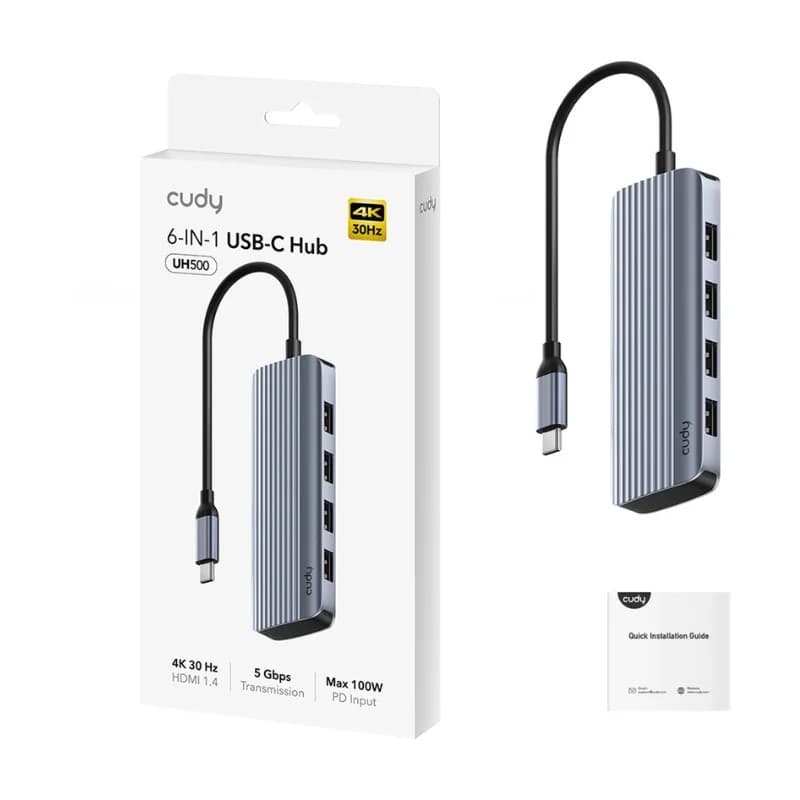 HUB USB-C 6 IN 1 CUDY MODELO UH500