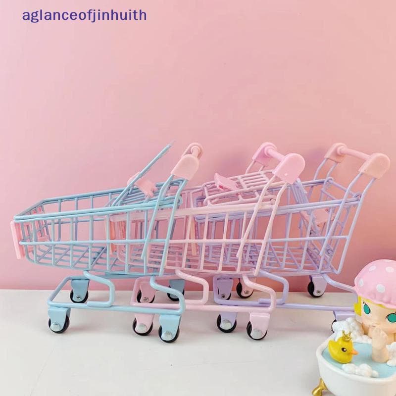[aglanceofjinhui] Colorido Engraçado Mini Carrinho De Compras De Supermercado Foto Adereços Animal De Estimação Pássaro