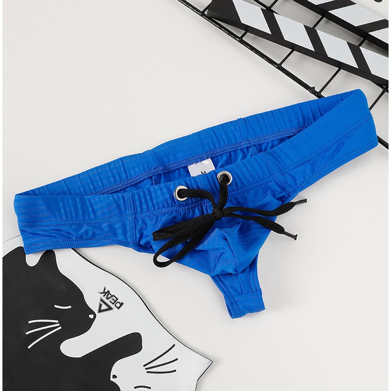 Calção de banho respirável de seda gelada de secagem rápida com tanga masculina