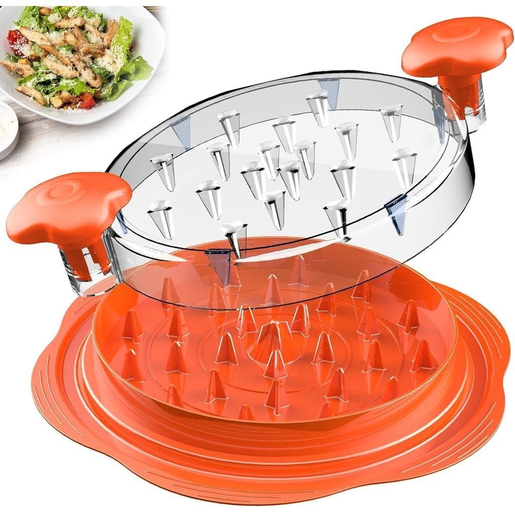 Desfiador de Frango com Sistema de Torção, Grande, com Escova e Garfo, Laranja |   Desfiador de Peito de Frango Visível,