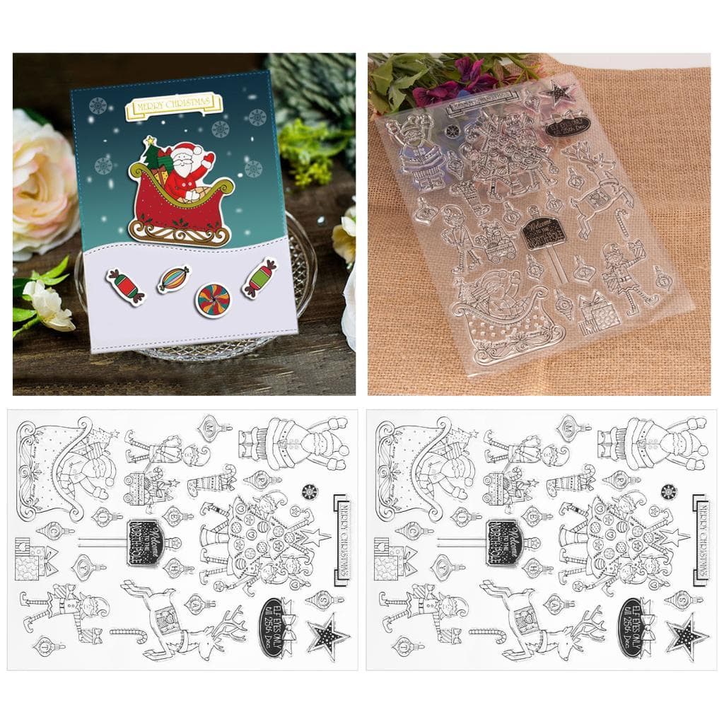 2 conjuntos de carimbo claro de silicone de natal para álbuns de fotos, cartões, decoração artesanal faça você mesmo