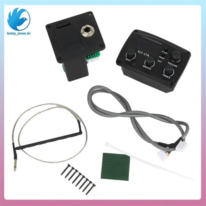 [lesley_jones.br]-17A Pré-Amplificador EQ De Guitarra Acústica Com Afinador De Procedimento Digital Equalizador De 3 Ban