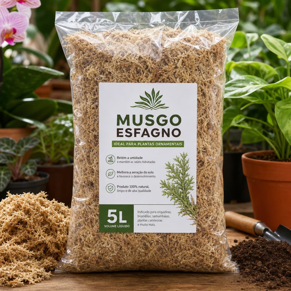 5 Litros Musgo Esfagno Orgânico Substrato Orquídeas Sphagnum