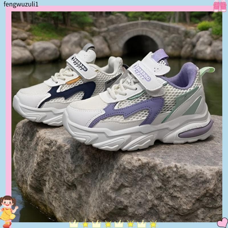 Liberação Sapatos infantis verão respirável malha única meninas sapatos esportivos oco crianças malha oca antiderrapante