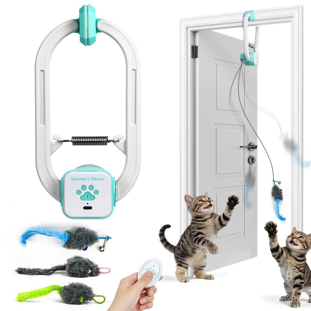 Minmin'sHouseTeaserElétricoRecarregávelcomControleRemoto – TeaserInterativo com Clipe de Porta para Cães, 2 Modos de Mov