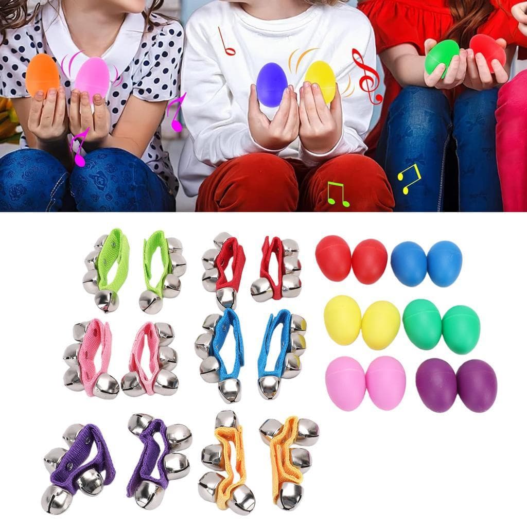 Irfora Wrist Bells Shakers Instrumentos de percussão coloridos para crianças Educação infantil Conjunto vibrante de 12