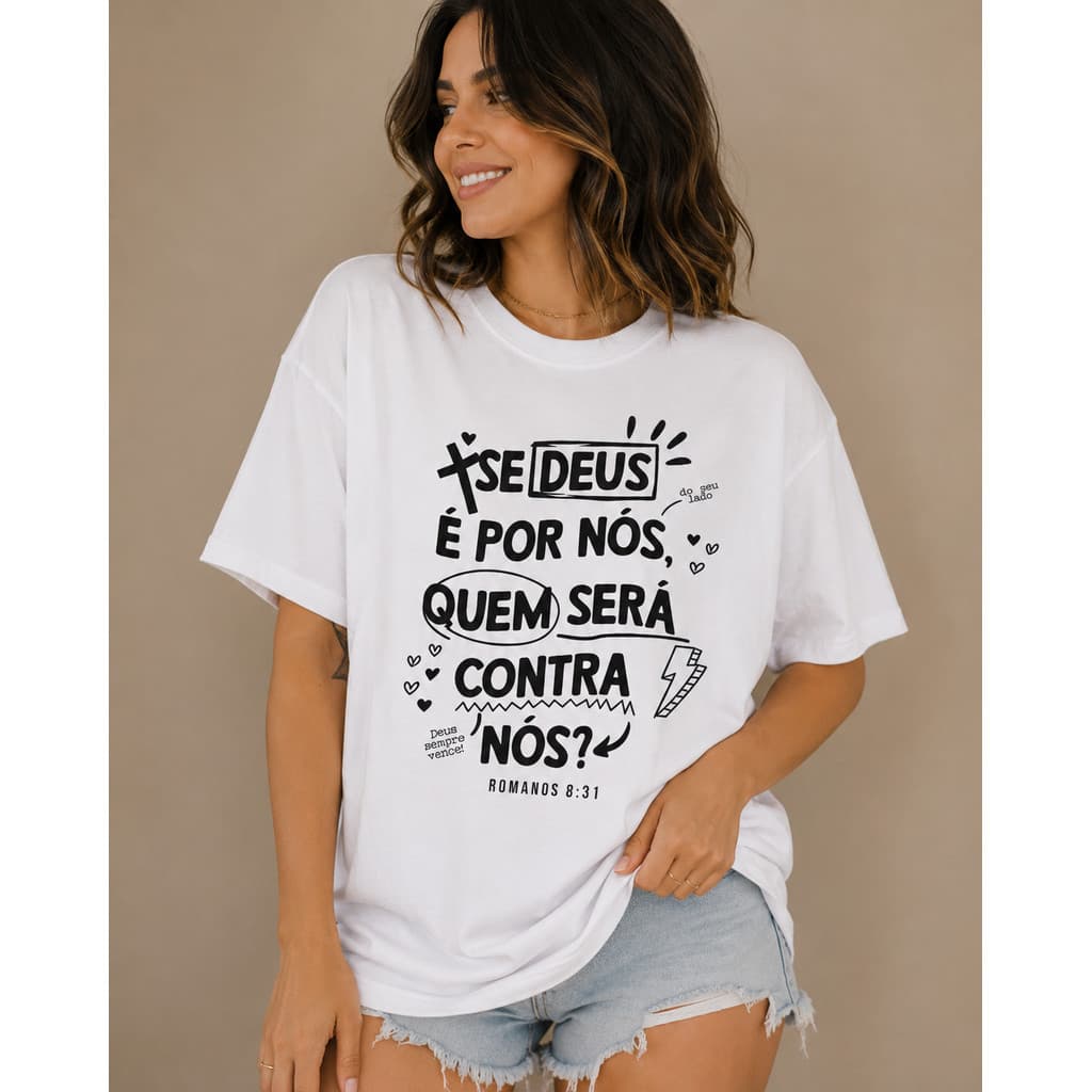 Camiseta Unissex Algodão Gospel Evangelica Deus É Por Nós