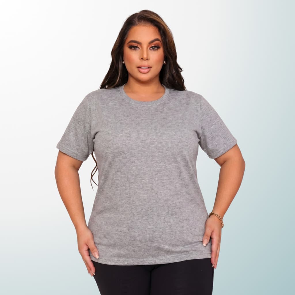 Camisetas Plus Size Alta Qualidade G1 Ao G4 Manga Curta Algodão Penteado Premium Preto Cinza
