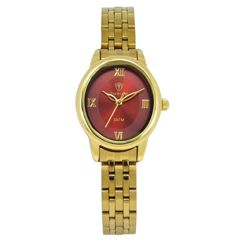Relógio Feminino Tuguir Analógico TG30471 Dourado e Vermelho, 5ATM, VINTAGE, LUXUOSO, CHARMOSO,