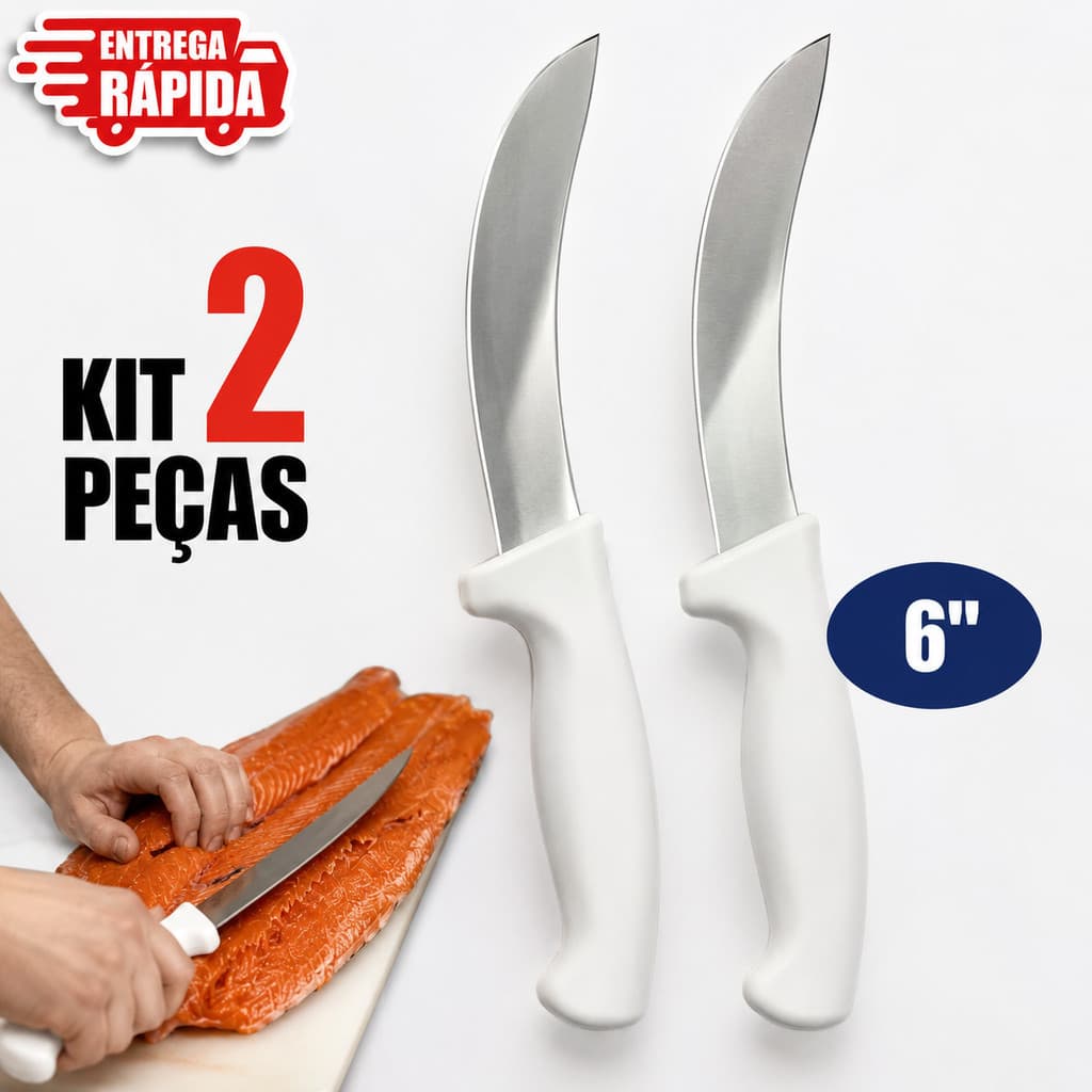 2 Faca de tirar Couro Profissional 6" polegadas de Açogueiro pra Açougue Cozinheiro Restaurantes