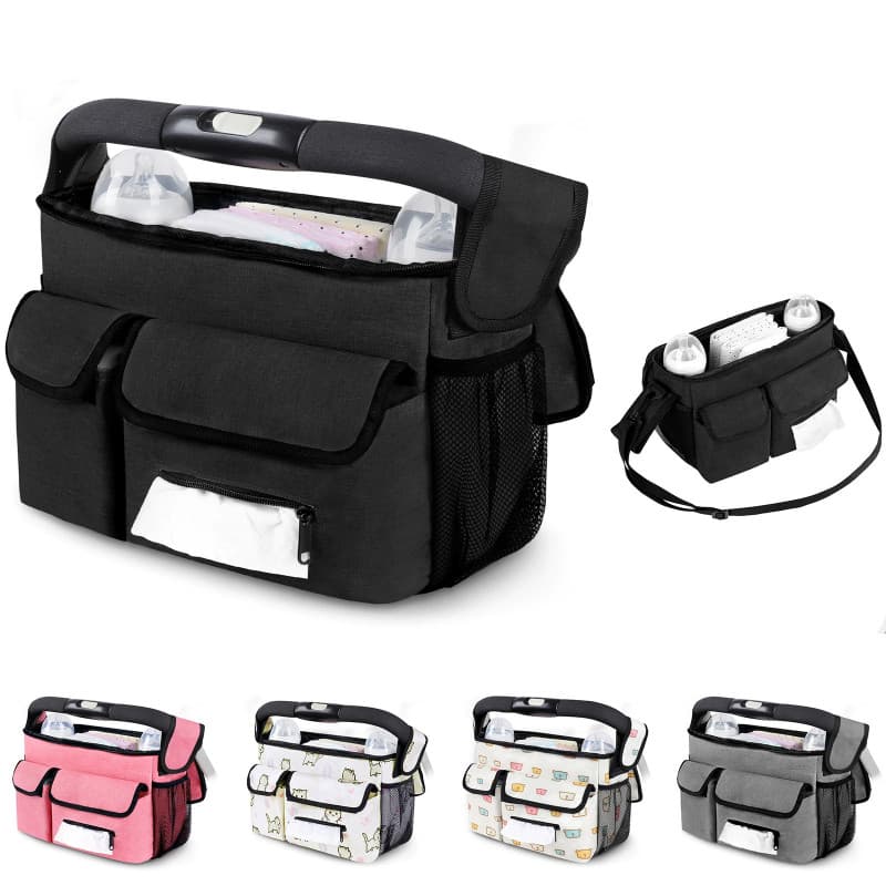 Bolsa maternidade ampla portátil, organizador pendurável para carrinho de bebê para passeios com bebê