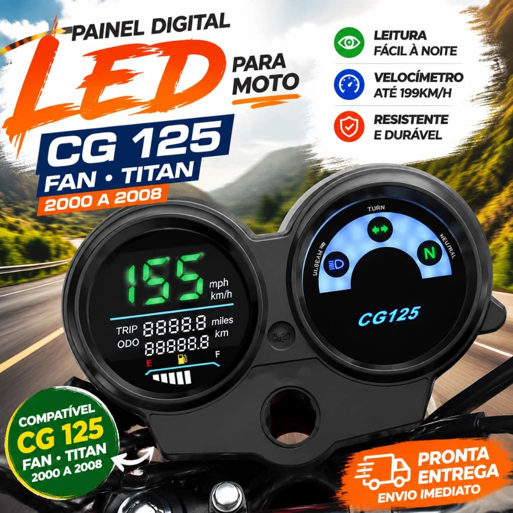Painel Digital LED Para Moto Honda CG 125 Fan Titan 2000 A 2008 Veloz Odômetro
