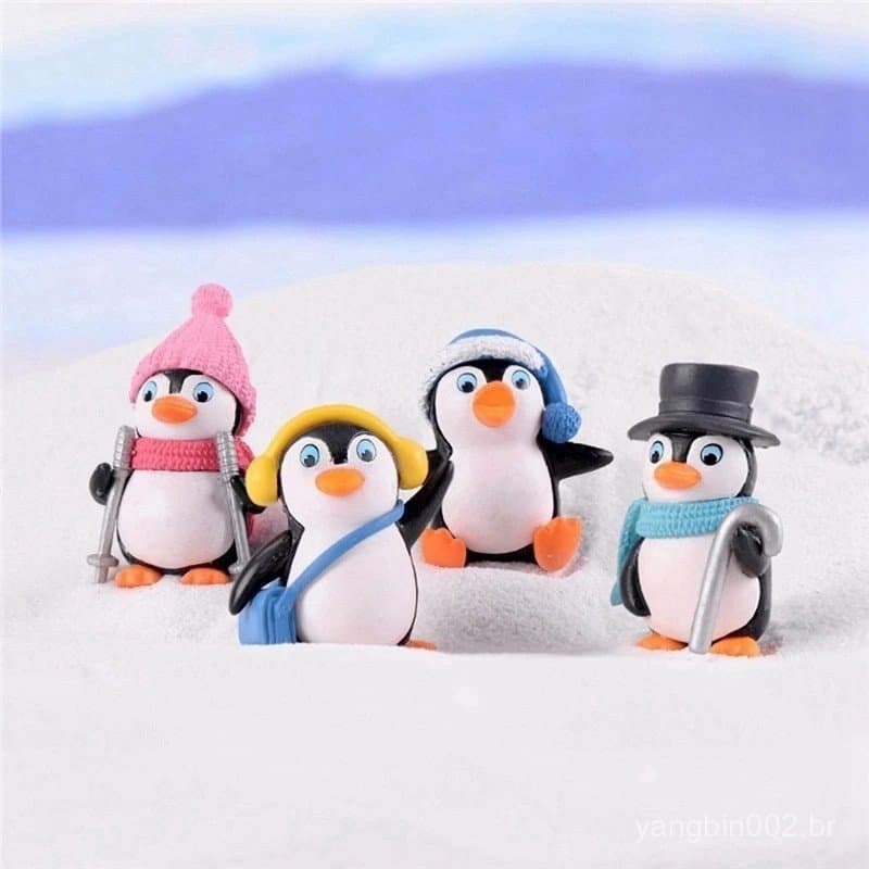 4 Peças / Conjunto Mini Enfeites De Pinguim Em Miniatura, DecoraçãO De Paisagem Para Casa De Bonecas E Topo De Bolo