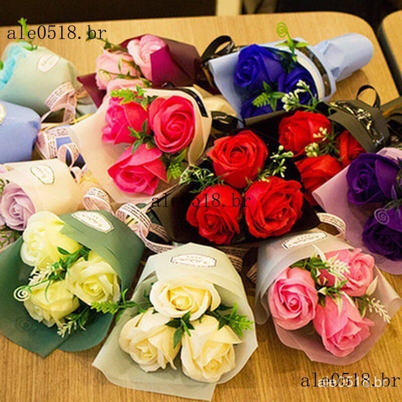 Buquê De Flores De Três Rosas Adequada Para Presente De Dia Das Mães, Dia Dos Namorados ,Teacher
