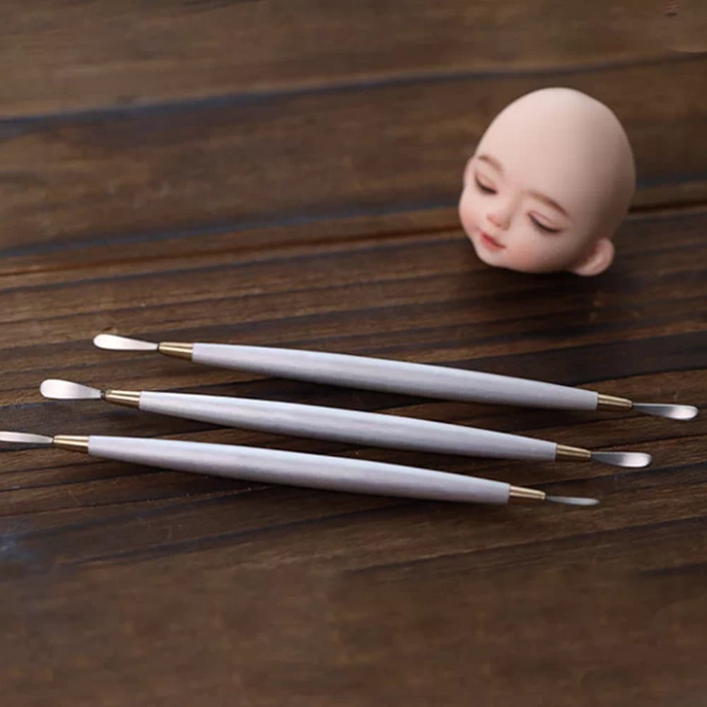 KALAIEN Faca De Abertura De Olhos De Boneca Fina De Ponta Dupla De 3 Tamanhos , Ferramenta De Cabeça De Figura De Argila