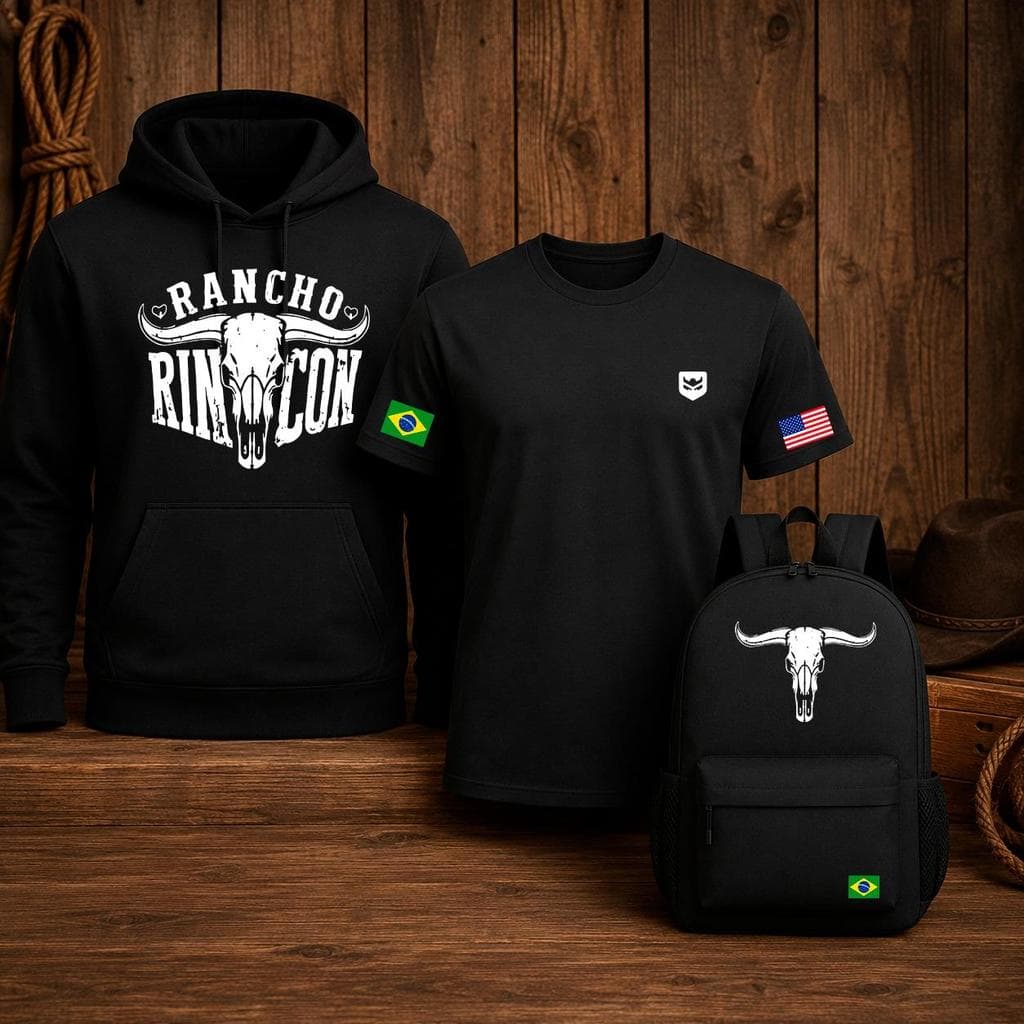 Kit Country Estampa Rincon Moletom + Camiseta + Mochila Rodeio