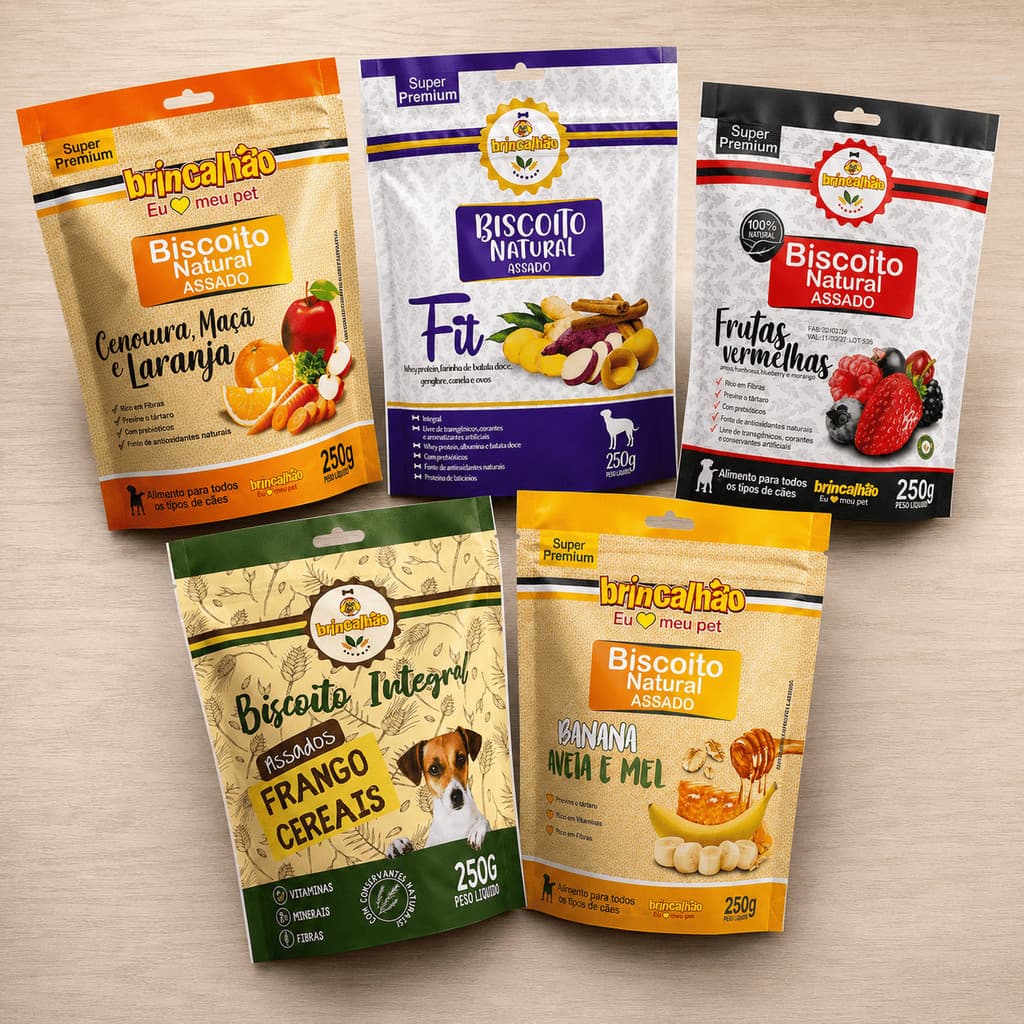 Petisco Biscoito Assado Natural para Cachorros Adulto Filhote Fibras Vitaminas Previne Tartaro