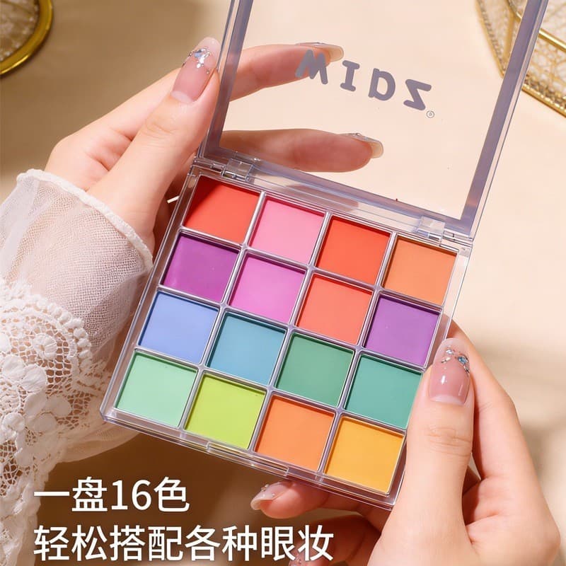 Paleta de sombras coloridas 16 cores flor fada paleta palco maquiagem criativa perolado fosco estilo europeu americano m