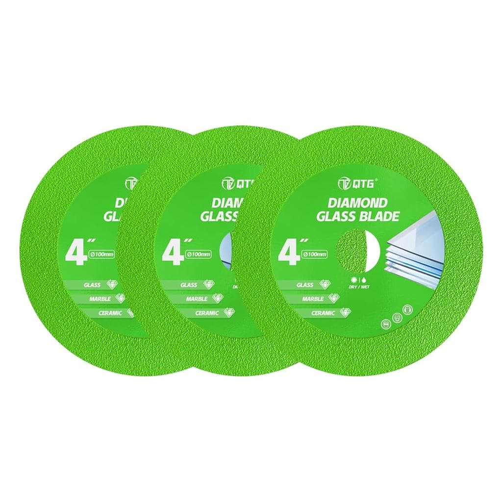 3 Discos de Corte de Vidro de Diamante QTG de 4" para Esmerilhadeira Angular – Discos Ultra-Finos para Corte de Azulejos