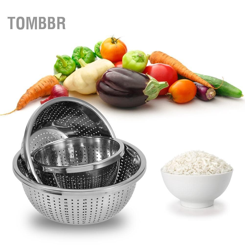 Tombbr Aumotop peneira de arroz precisa, conjunto de escorredor de malha de aço inoxidável para cozinha doméstica,