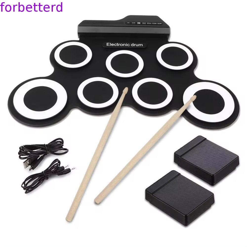 Conjunto De Bateria Eletrônica De 1 Caixa , Tambor Eletrônico Portátil USB De 7 Almofadas , Tambores De Música Dobráveis