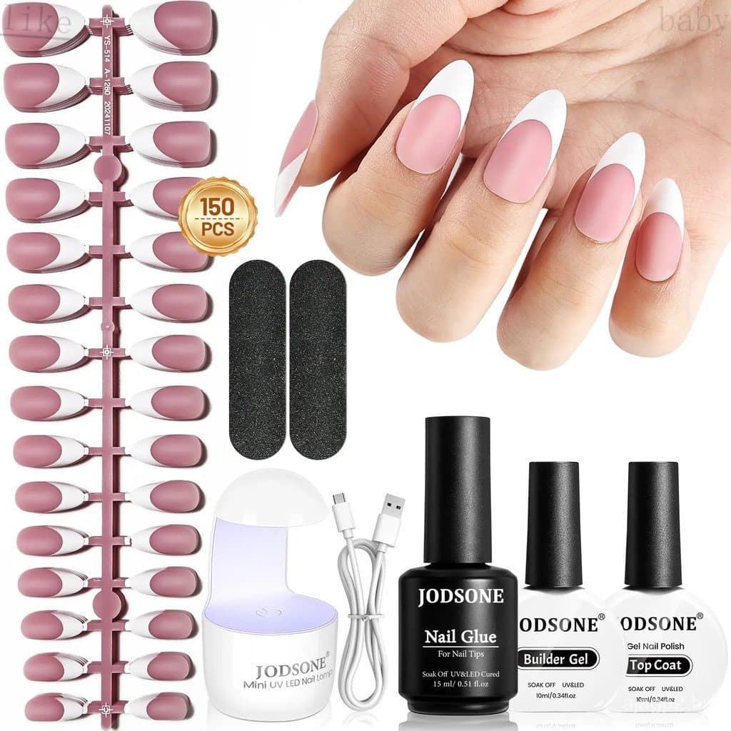 Conjunto de unhas de gel francesas JODSONE de 154 peças, recém-atualizado, incluindo pontas de unhas francesas, pontas d