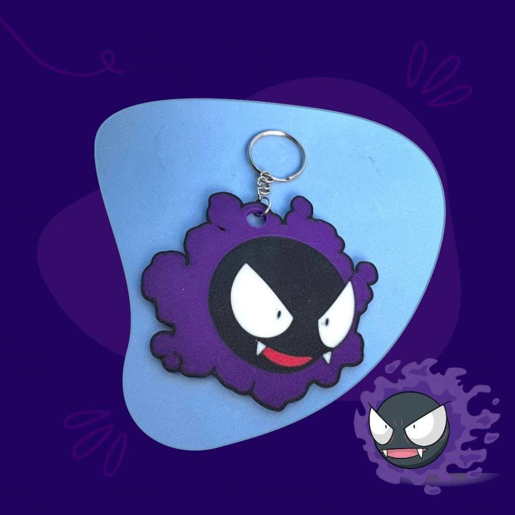 Chaveiro Pokémon Gastly Anime Impressão 3D Coleção Decoração