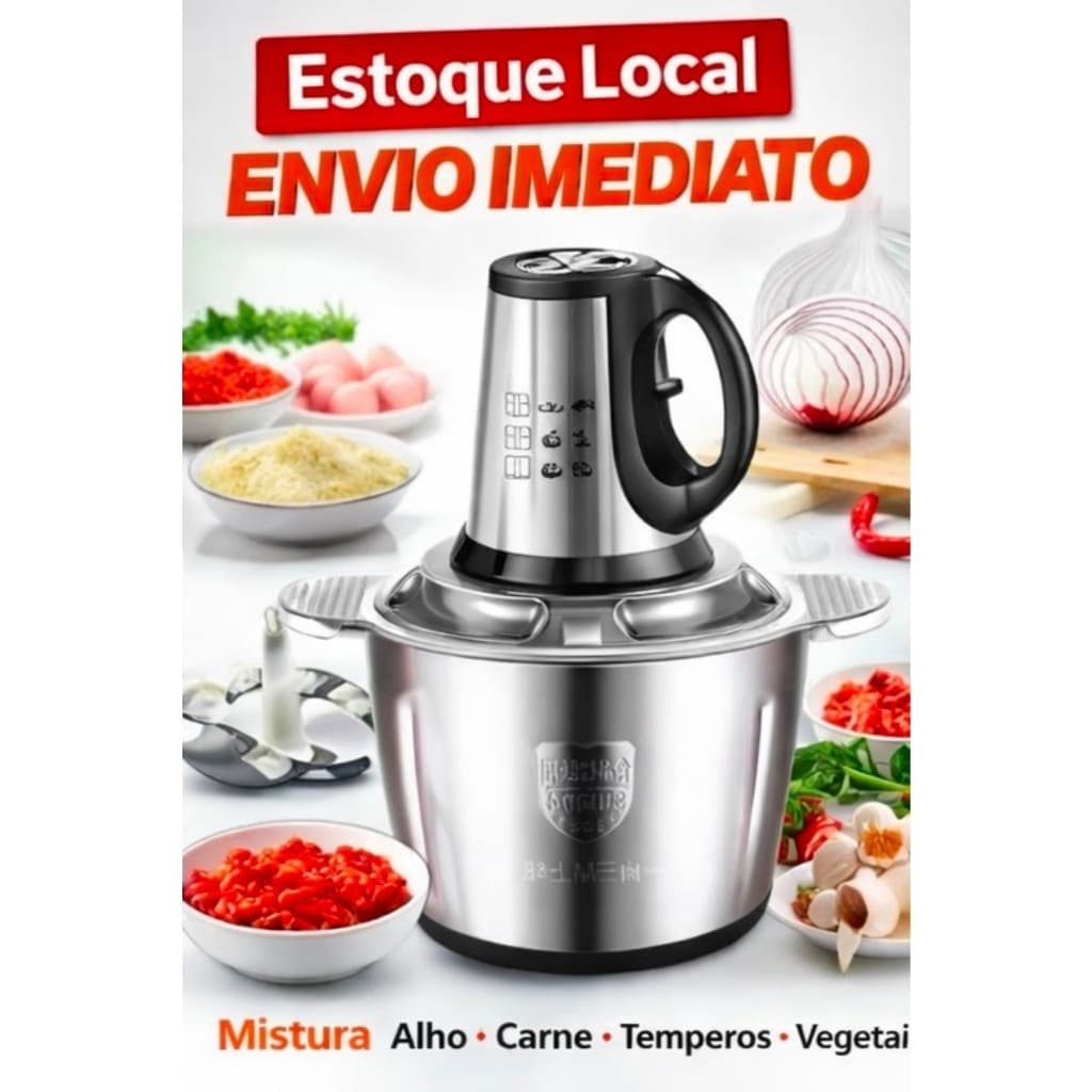 Picador Elétrico Processador de Alimentos Moedor de Carne Doméstico Bivolt 110V/220V