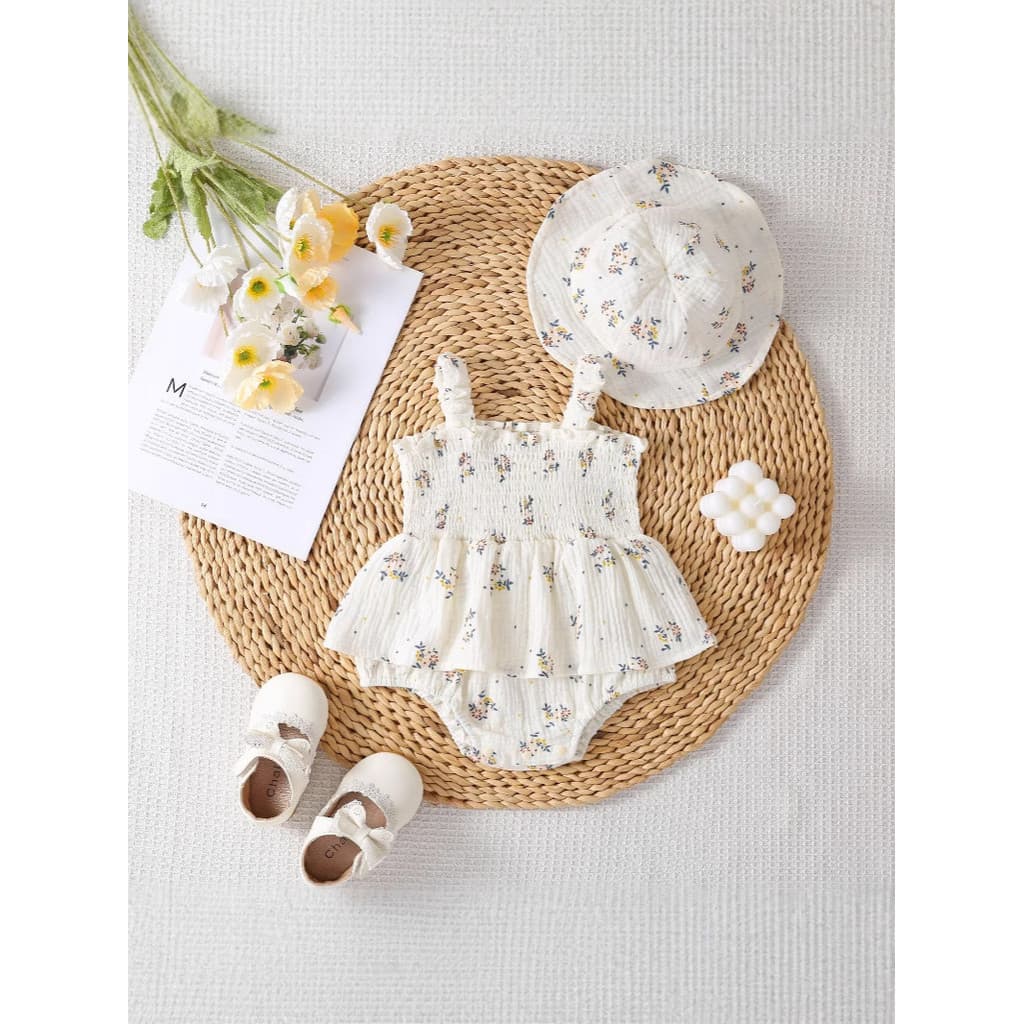 Bebê bebê verão macacão doce Floral estilingue menina bebê sem mangas macacão bonito triângulo macacão capuz livre