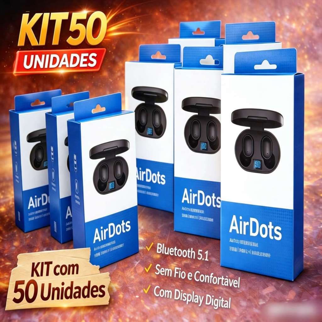 Kit com 50 unidades de fones de ouvido Bluetooth E6S AirDots TWS com tela digital, Bluetooth 5.1 para revenda
