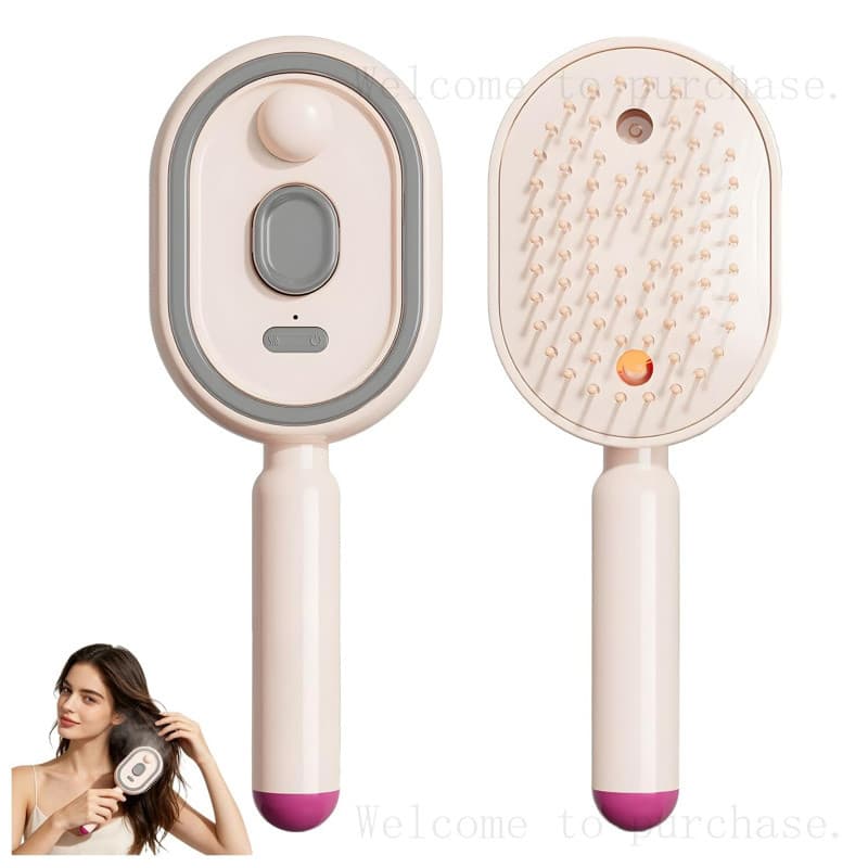 Escova de Massagem Elétrica com Vapor, Escova de Vapor Elétrica para Cabelo, Escova de Cabelo Recarregável com Spray de