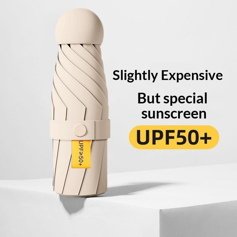 Guarda-sol preto, guarda-sol com proteção UV, guarda-sol compacto portátil de dupla camada, guarda-sol cápsula com prote