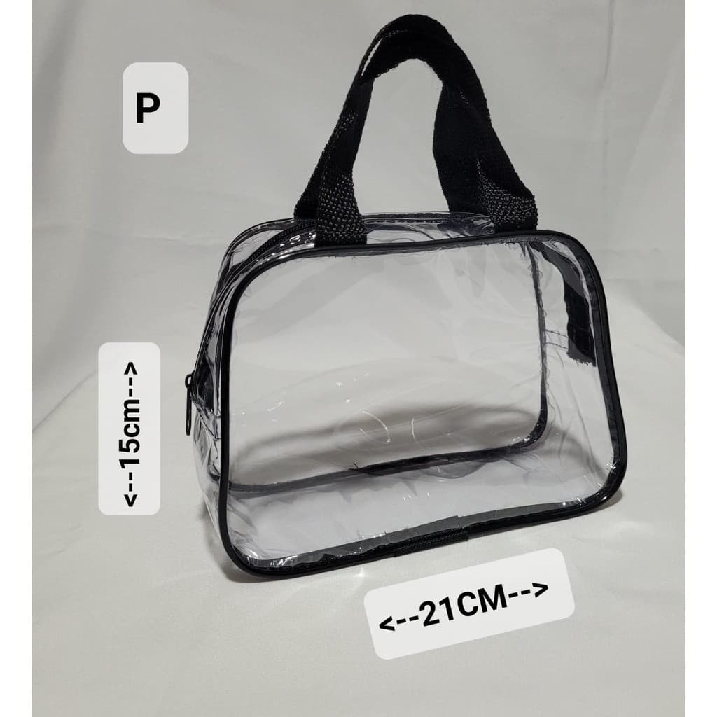 NECESSAIRE FRASQUEIRA FT2 TRANSPARENTE E PRETA PEQUENA PARA MAQUIAGEM E PRODUTOS HIGIENE PESSOAL
