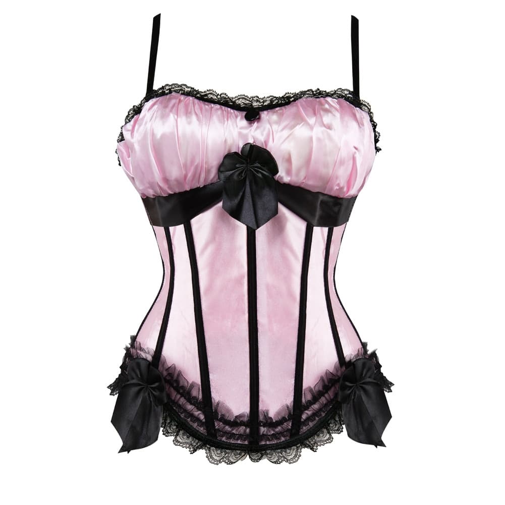 Top Corset de Renda Estilo Vitoriano para Mulheres, Shapewear de Cetim HCR7