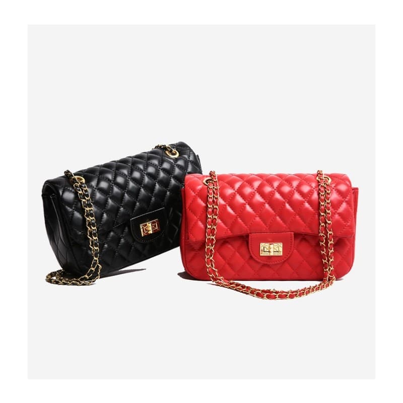 Bolsa feminina com padrão diamante, nova e versátil bolsa de ombro da moda, bolsa tiracolo de corrente de alta