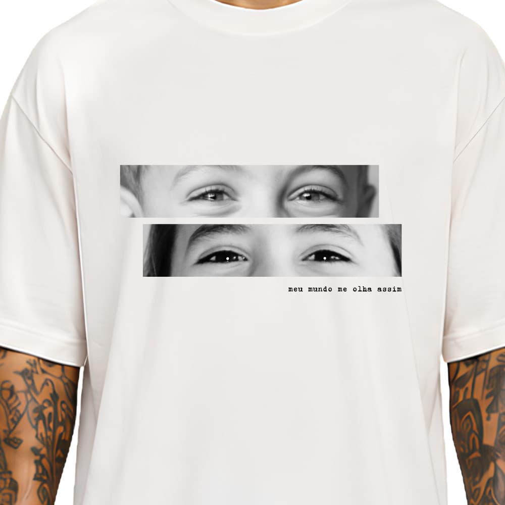Camiseta Personalizada Olhar Pai Mãe Filhos Olhos Oversized