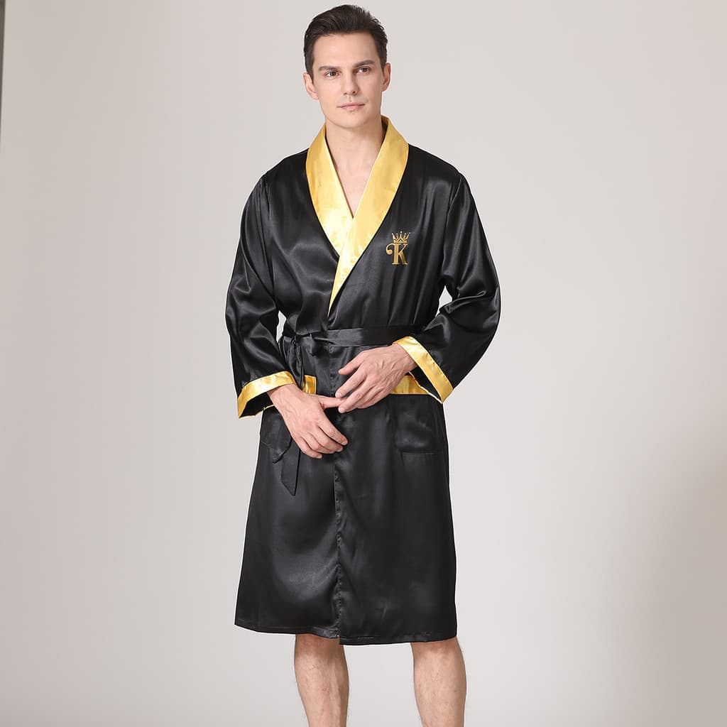 Roupão de seda masculino camisola masculina fina pijamas de seda gelo Plus Size roupão Homewear 8/3