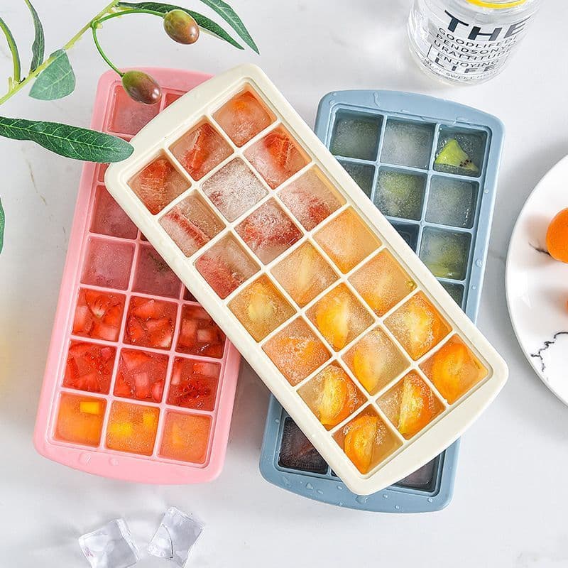 Molde de cubo de gelo de Silicone, cubo de gelo congelado, caixa de gelo, Freezer rápido, refrigerador de alimentos comp
