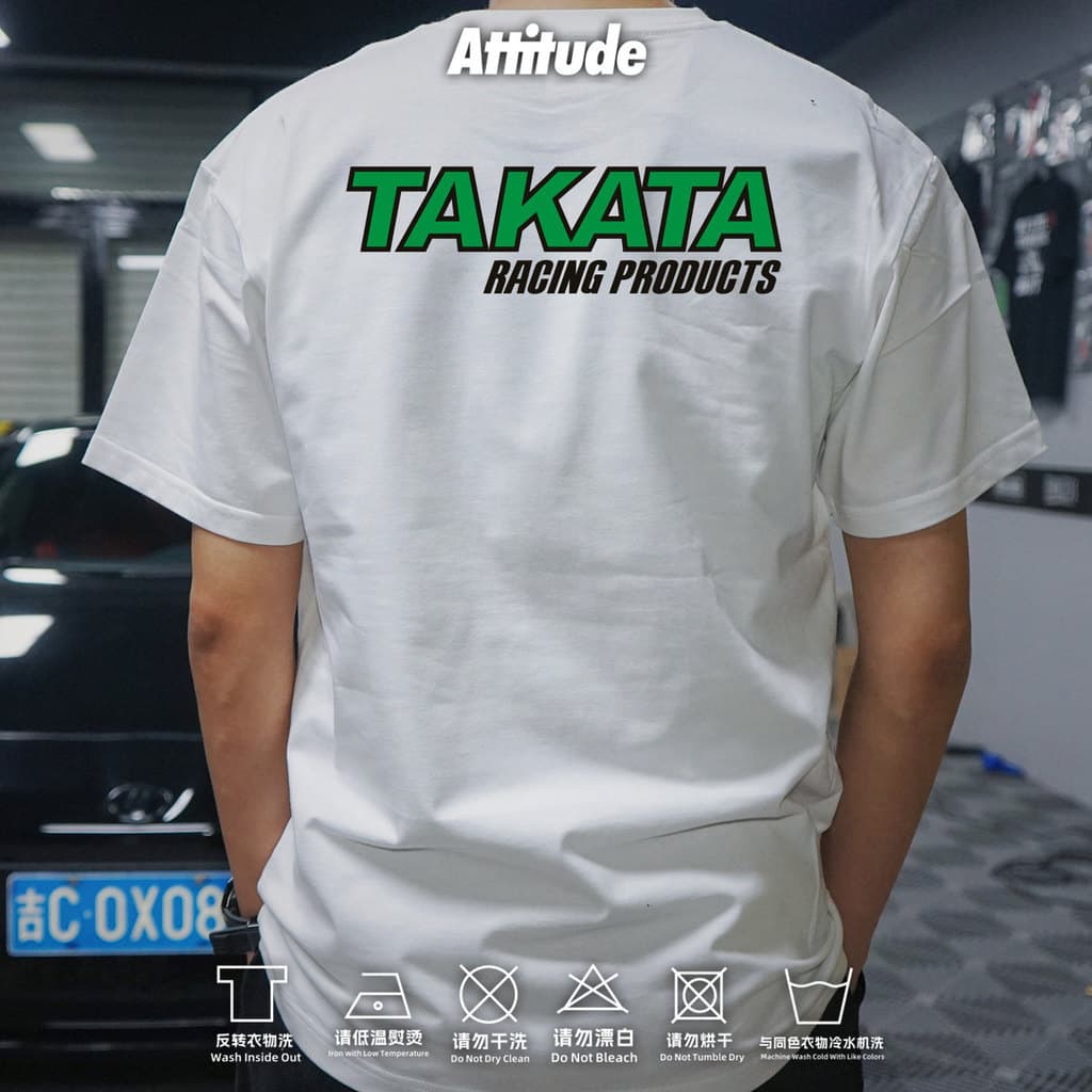 Quadro Verde Takata Carta Impressão Gráfica Frente Tripulação Pescoço Camiseta 100 % Algodão Solto JDM Corrida Unisex Ca