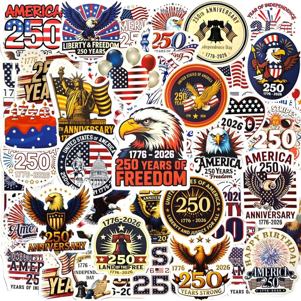 110 Adesivos da América 250, Adesivos Retrô de Aniversário de 250 Anos de Liberdade, Adesivos Patrióticos de Vinil Imper