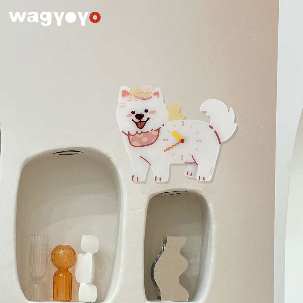 Relógio de parede Samoyed Original, relógio criativo fofo, ornamentos macios, presente de aniversário, relógio mudo, ina