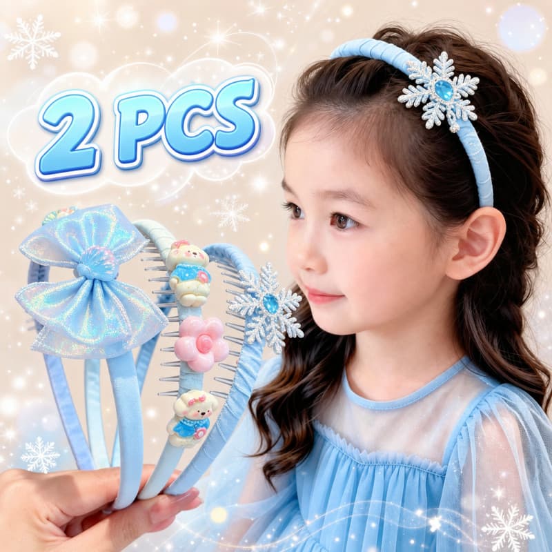 Conjunto De 2 Peças De Tiaras De Princesa Elsa Azul Infantil , Faixas De Cabelo Antiderrapantes , Grampos Dentados De Se